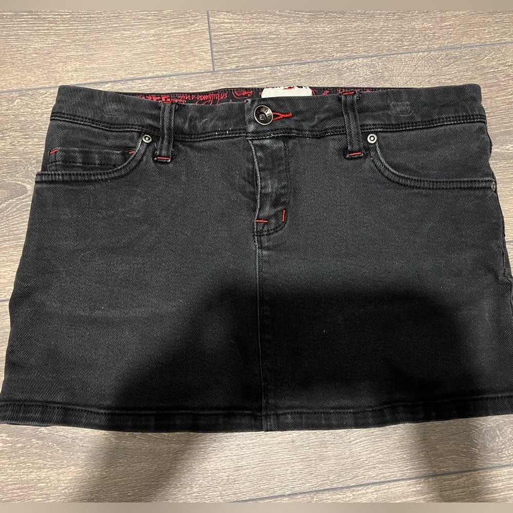 Chor black mini skirt vintage goth punk denim